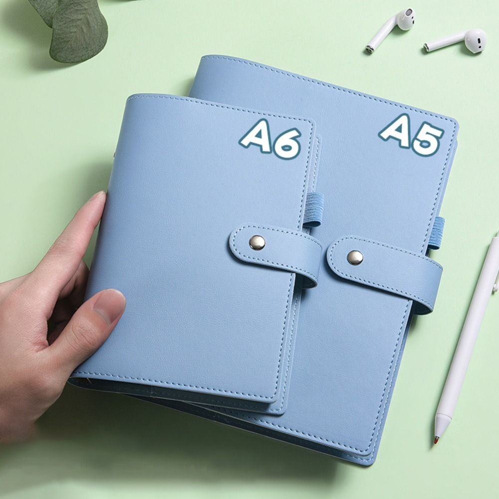 

PU Leather A5/A6 Binder Notebook Cover Macaroon Color Refillable Loose Leaf Notebook Cover with Card Slots 6 Ring Binder