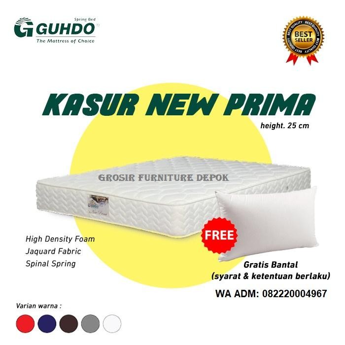 Promo Springbed Guhdo New Prima Tebal 25cm (Free Bantal) - Putih, 90x200