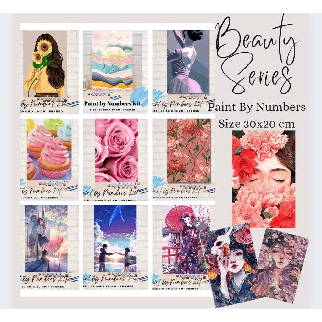 

[BEST SELLER] Paint By Number 30x20cm with WOODEN FRAME DIY PAINTING KIT all picture readystock