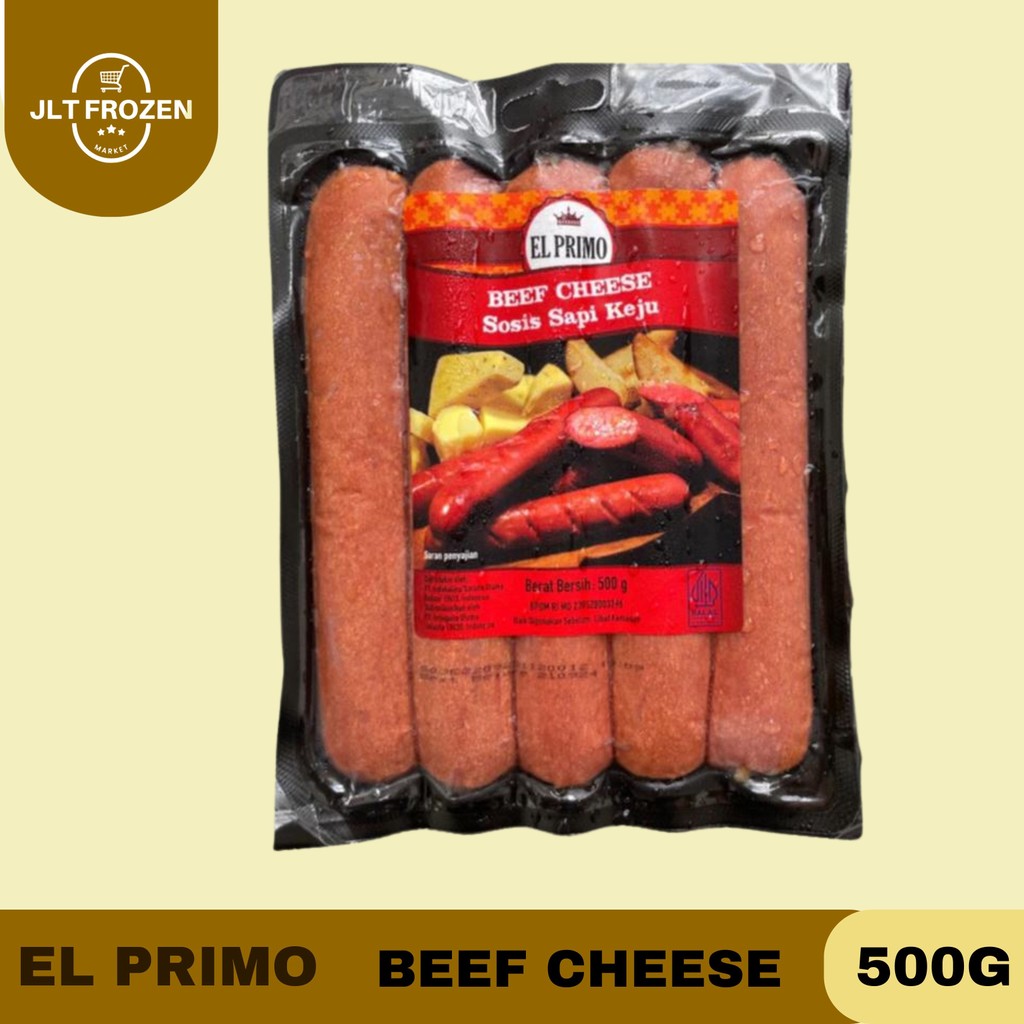 

El Primo Beef Cheese Sausage / Sosis Sapi Rasa Keju / Isi 5 Pcs 500g / Sosis Viral