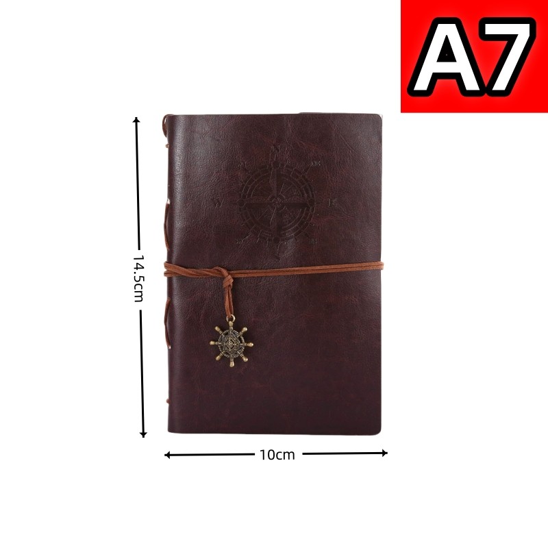 

Retro Notebook for Kids Adult Traveler Diary PU Leather Soft Cover Replaceable Kraft Paper Inner 14x10cm Notebooks & Notepads