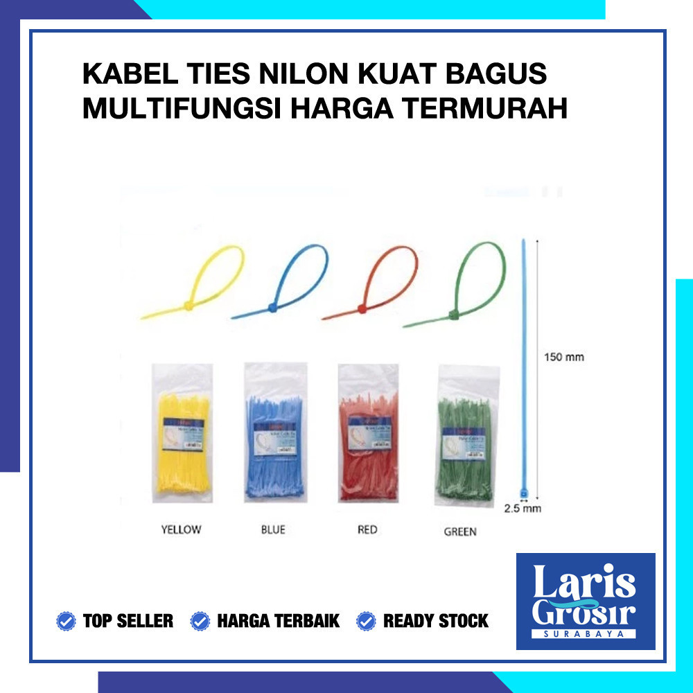 

Kabel Ties 2,5 x 150 mm isi 100 pcs Nylon Cable Tie Kuat Serbaguna Universal MultiFungsi Laris Grosir Surabaya