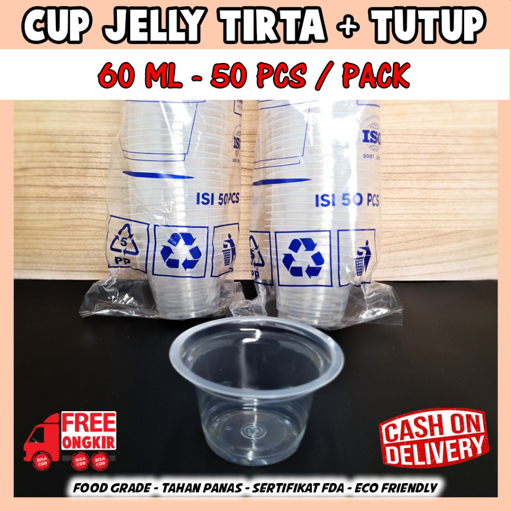 Cup Jelly 60 ml  dan 90 ml / Cup Puding plastik / Gelas Ager2 / Gelas Es Krim / Cup Ice Cream Bening