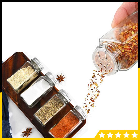 Botol Kaca Tutup Lubang Tempat Aneka Bumbu Garam Merica Lada Gula Bubuk Tabur Wadah Dapur Unik Murah