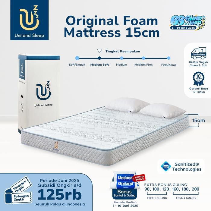 Kasur Busa Uniland Sleep Original 15cm Foam Mattress Box FREE BANTAL - 90x200