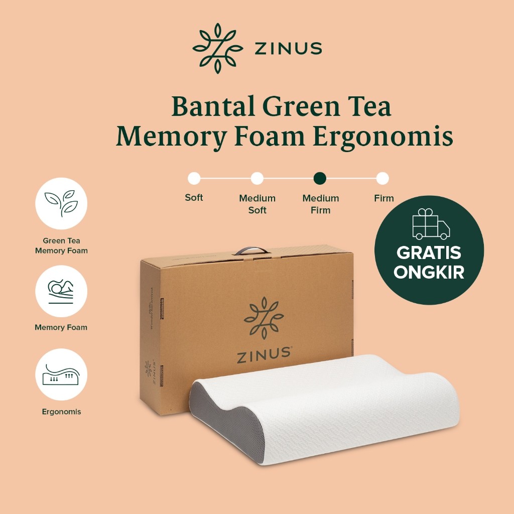 Bantal Zinus Green Tea Memory Foam Ergonomis
