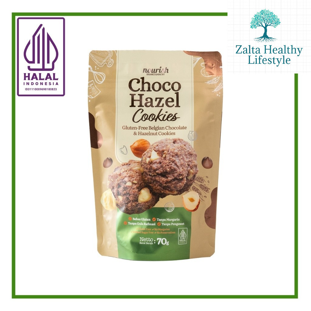 

ORGANIK -Choco Hazel Cookies 70gr – Gluten Free Kue Cokelat Belgia & Kacang Hazelnut - SD2