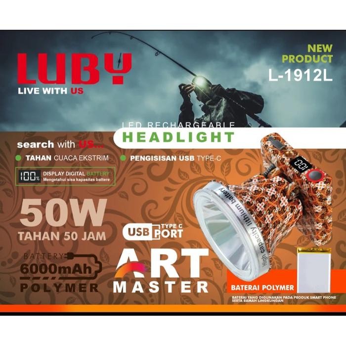 Senter Kepala Luby L-1912L Headlamp 50 Watt L1912L ART MASTER Pattern
