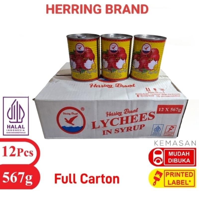 

Herring Brand Buah Kaleng Lychee /Leci Kaleng / Lychees in syrup 567gr - 1ctn