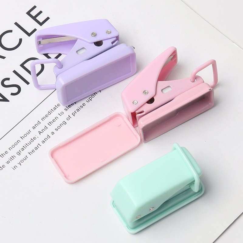 

One Hole Punch Pembolong Pelubang Kertas Macaron Lucu Estetik Pink Purple Blue