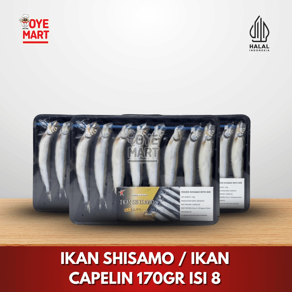 

CAPELIN IKAN SHISAMO 170GR ISI 8 /IKAN FROZEN /IKAN TELUR
