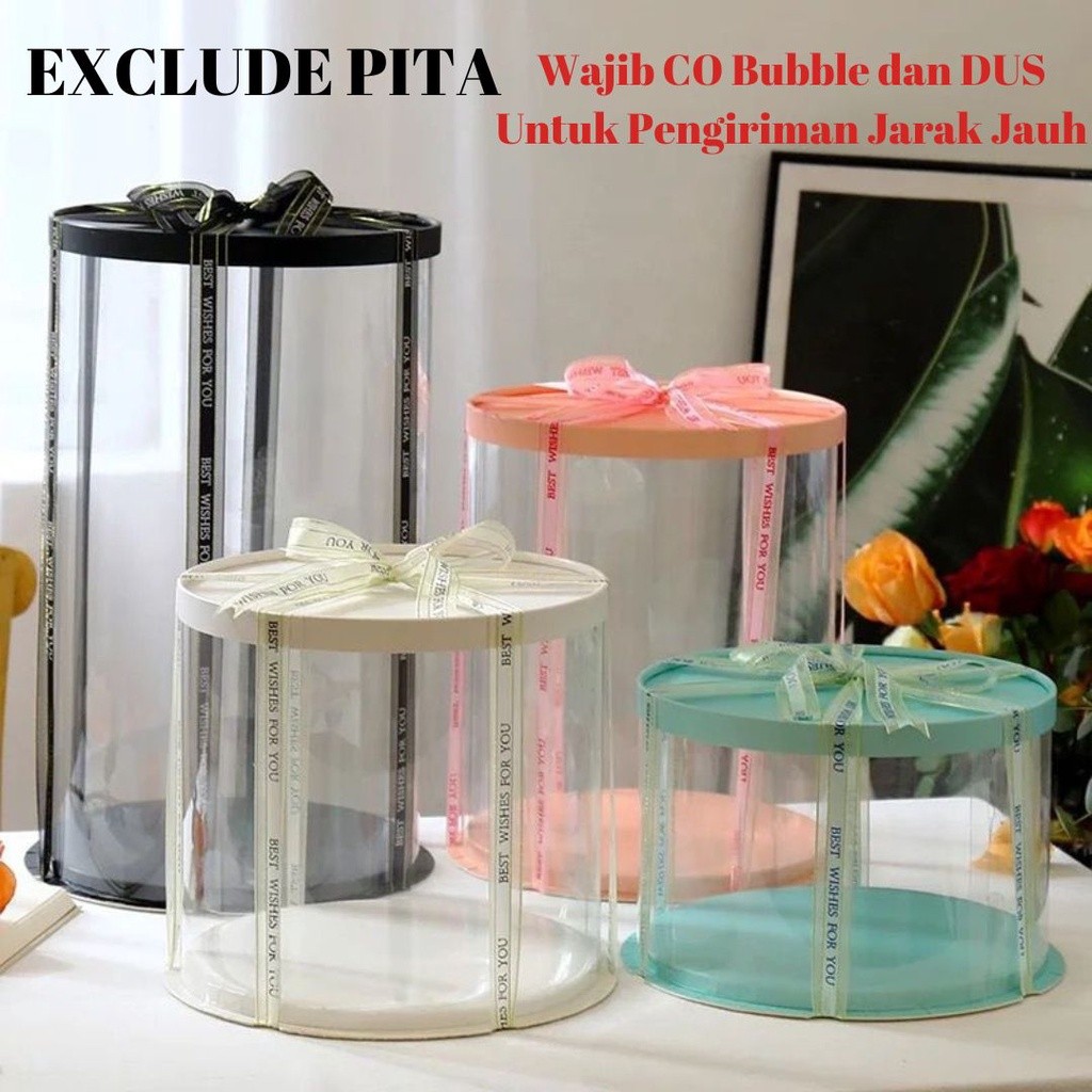 

TERMURAH Cake Box Bulat Biasa Diameter 22cm dan 26 cm Kotak Kue Mika Transparant Bentuk Tabung yy0