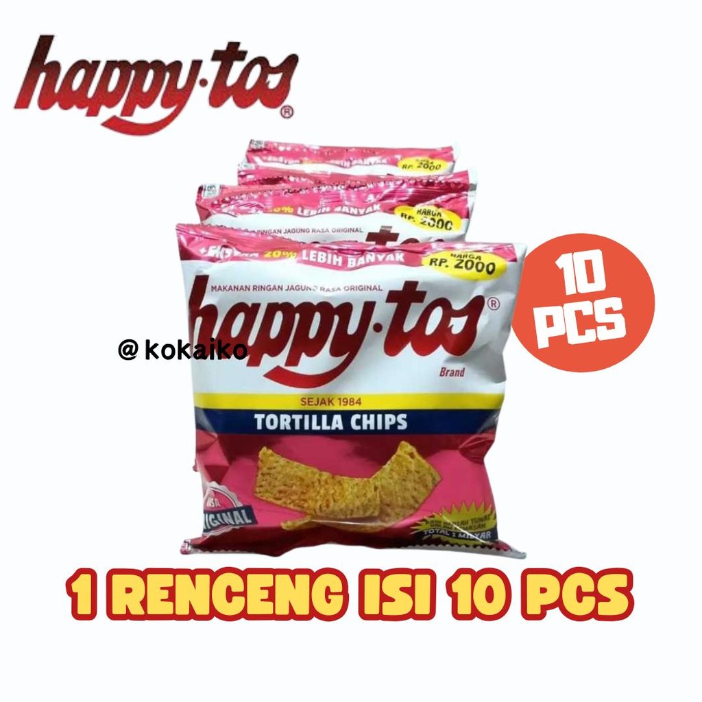 

Happy Tos Tortilla Chips 1 Renceng isi 10 pcs
