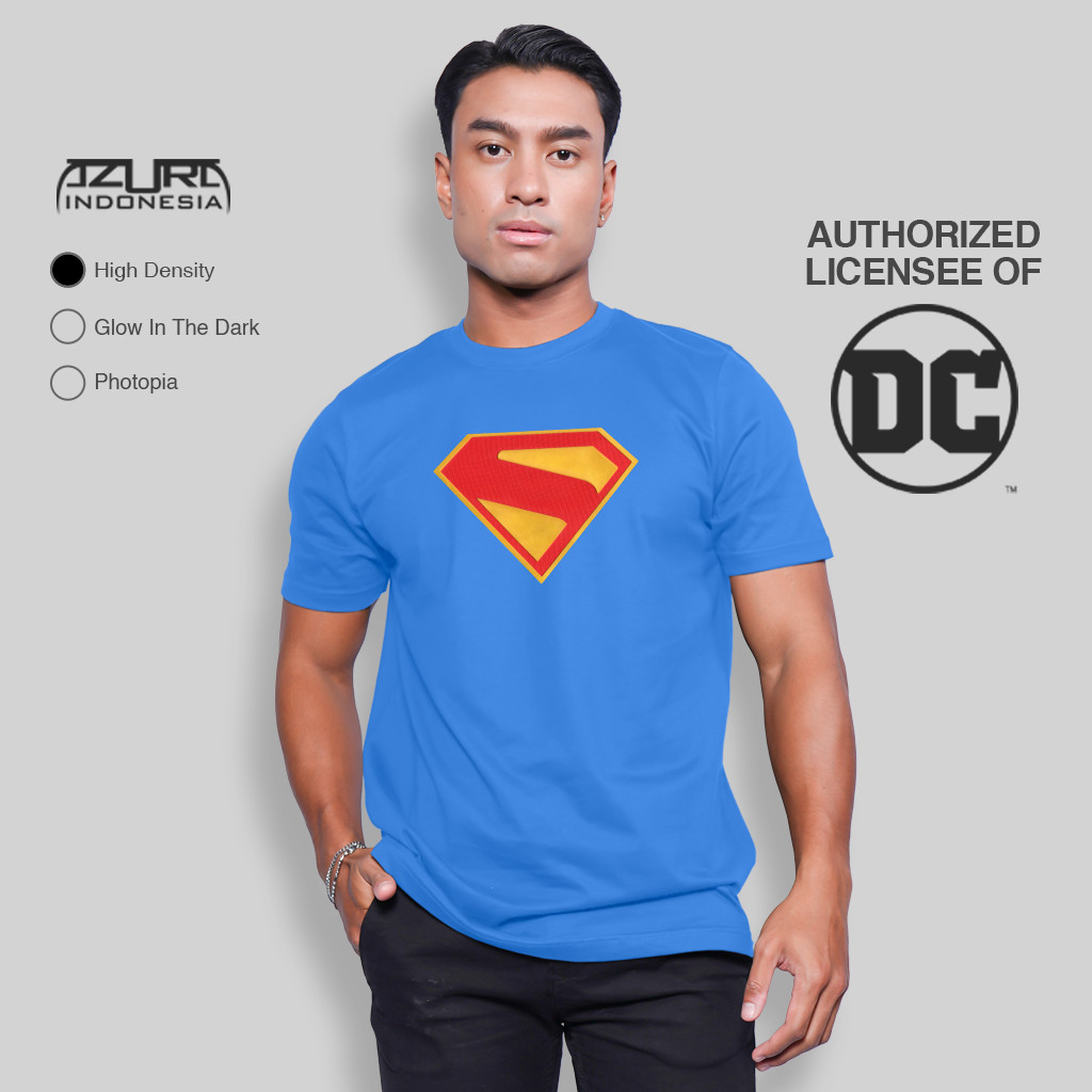 Azura Tshirt DC Comics Original Superman 2025 Logo Motif Stitch Colour Royal Blue