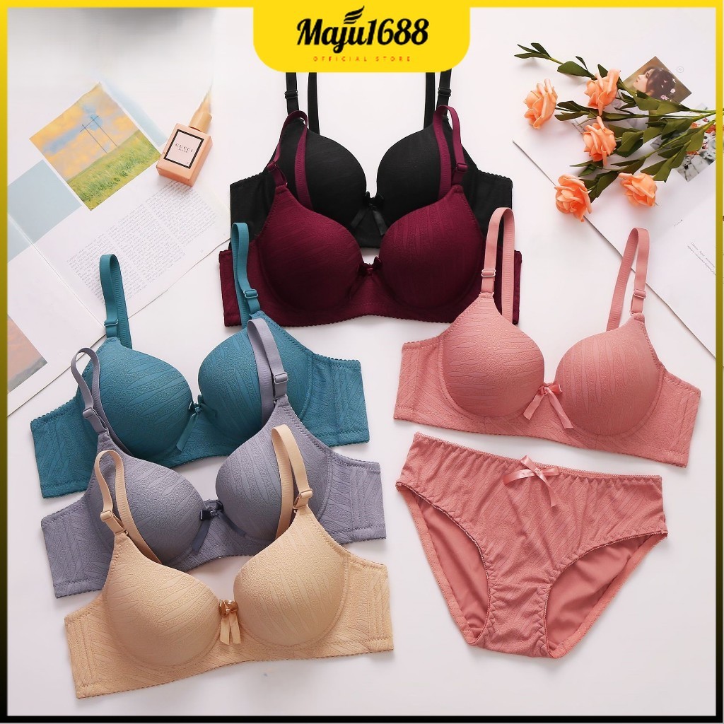 MAJU Bra Set Motif Berkawat ( Bra + CD ) Wanita Setelan Wanita Premium
