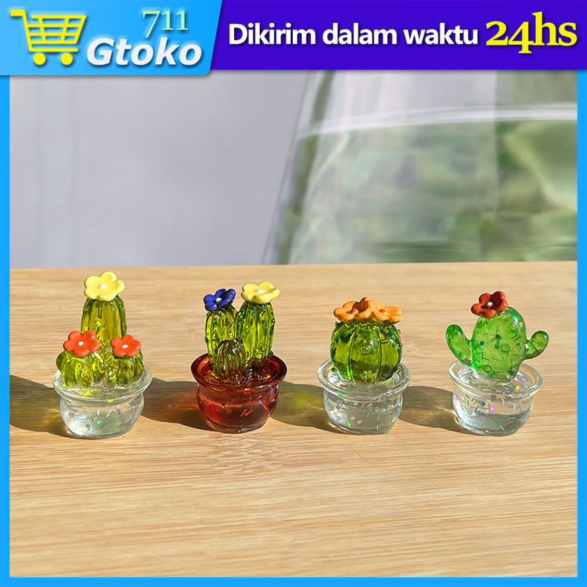 Pajangan Dashboard Mobil Miniatur Resin Kaktus Sekulen Lucu