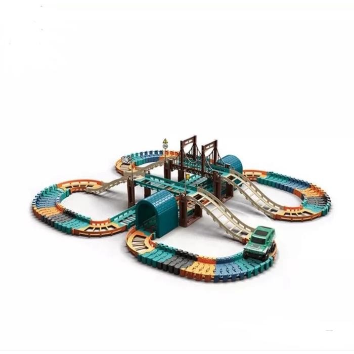 Set Rel Mobil Perkotaan Anak Diy Mainan Edukatif Kota Modern Urban Track Kids Toys Kado Ulang Tahun Premium