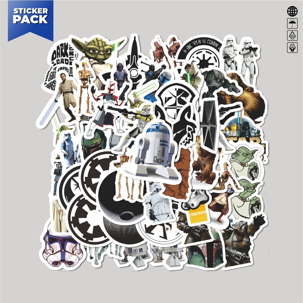 

[100PCS]Stiker Pack Stiker Kartun Star Wars The Clone Wars Aesthetic Vinyl Anti Air Dekorasi Sticker Laptop Buku Journal Koper Helm Casing HP Gitar Helm Skateboard