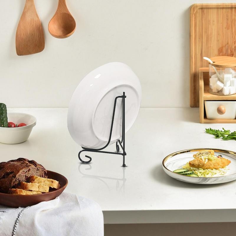 

Metal Easel Stand For Sign Set Of 4 Metal Decorative Plates Stands 5-inch Tabletop Picture Holder Tripod Easels For Pictures