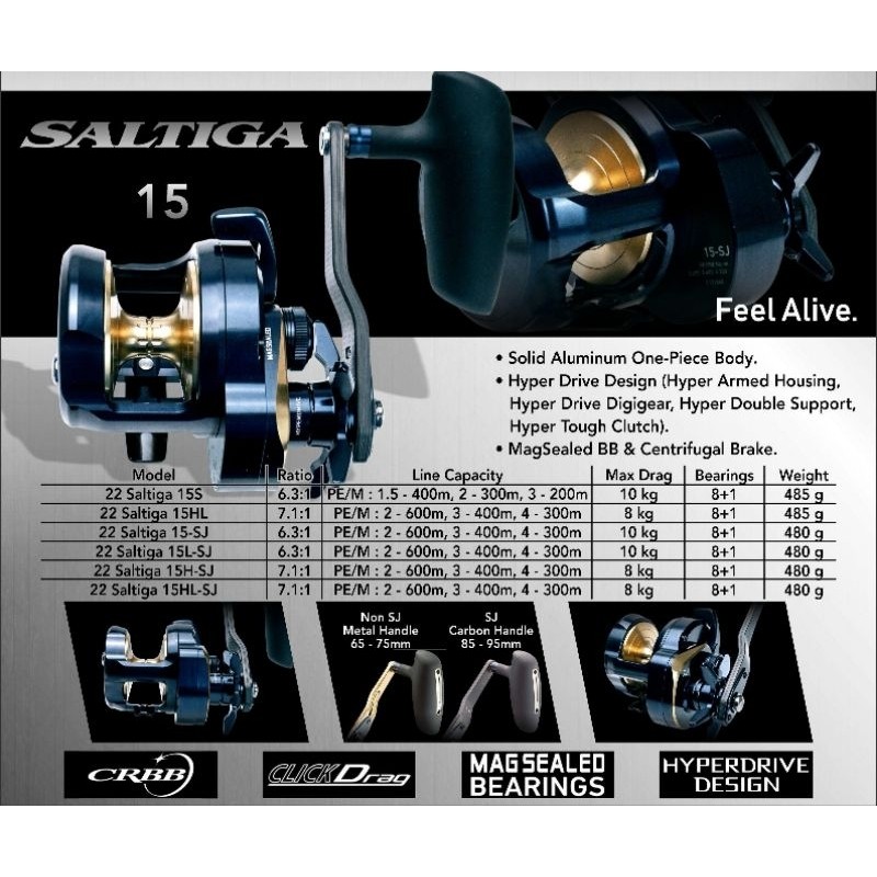Reel OH Overhead Daiwa 2022 SALTIGA 15HL-SJCO