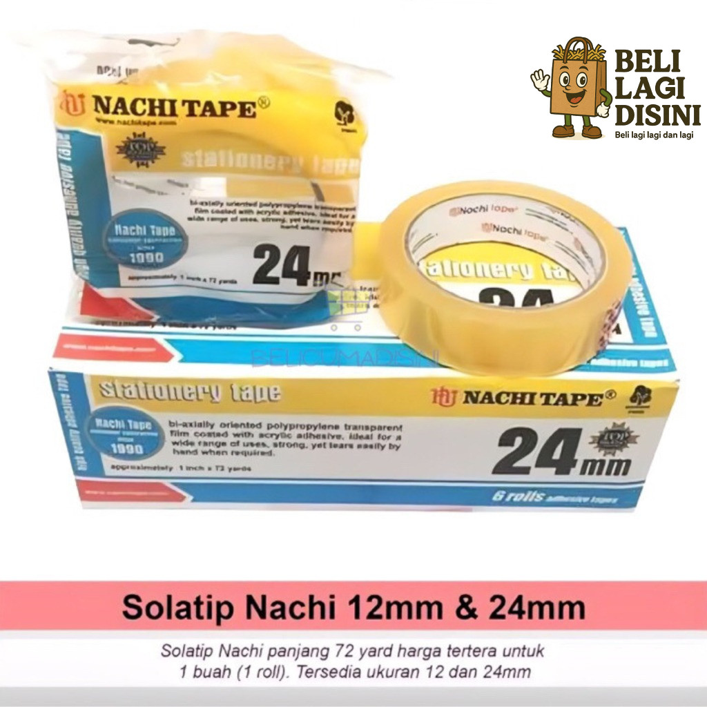 

Isolasi Tape Nachi 24 mm x 72 yards / Stationary Perekat Lem Dus