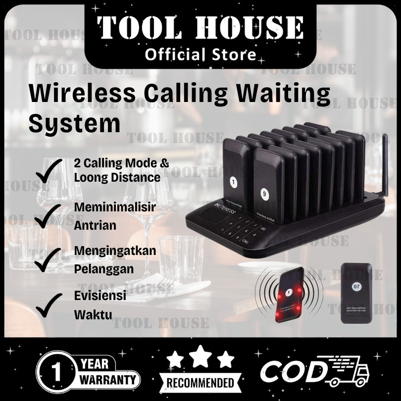 

Tool House [Garansi Toko 1 Tahun] Retekess Wireless Calling Waiting System Wireless Pemanggil Antrian Pengunjung Mesin Tunggu Antrian Bel 16 Pager, 1 Mesin 16 untuk Cafe, Restoran, Rumah Makan THS