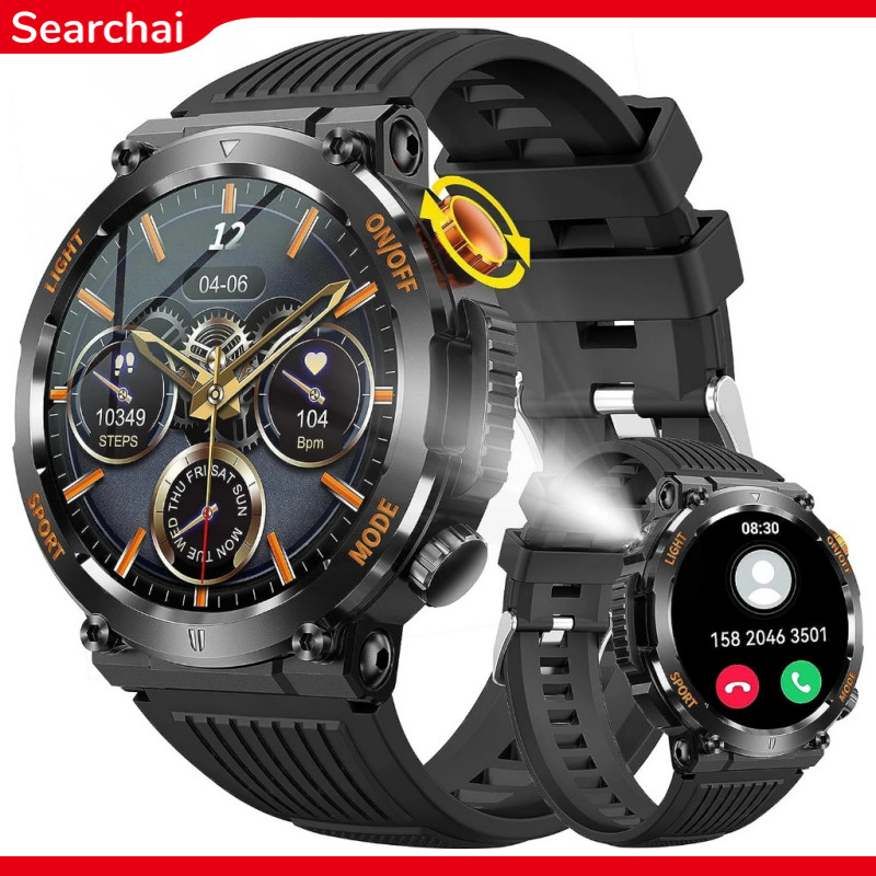 Smartwatch Pria HT17 Jam Tangan Pintar Pria LED Flashlight 1.46" HD Screen Bluetooth Calling Compass