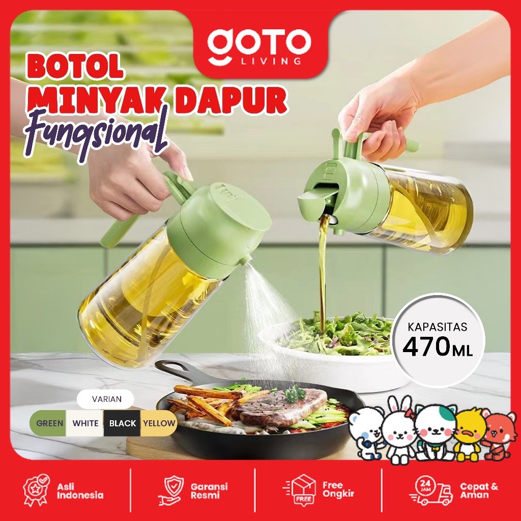 Goto Ligo Oil Jar Tempat Minyak Goreng Botol Kaca Spray 2 In 1