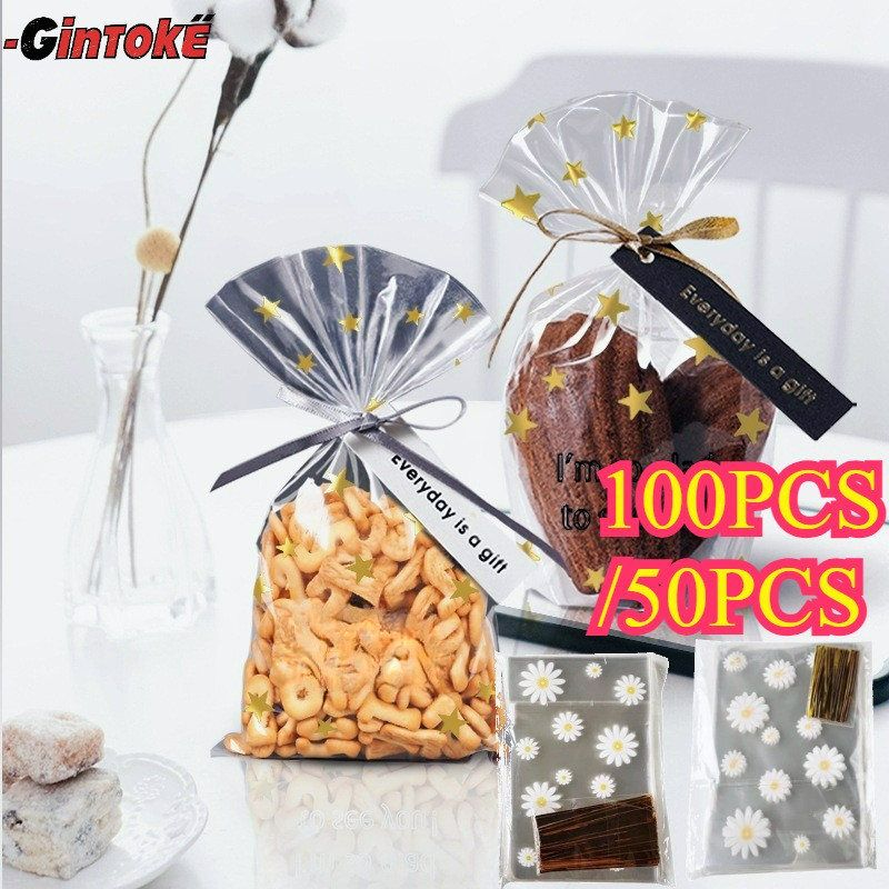 

100pcs Daisy Plastic Goodie Bag / Kantong Cookies / Kantong Bungkus Kue Kering Cupcake / Plastik Canele / Plastik Madeleine / Kantong Packaging Bolu Madeline / Plastik Canelle