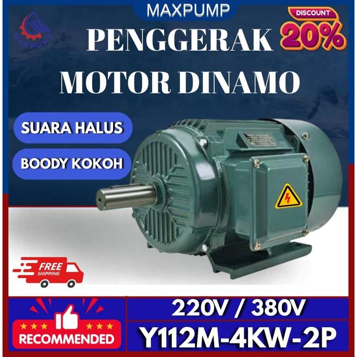 MAXPUMP Y112M-4KW-2P Dinamo Penggerak Penggiling Penggerak electro Dinamo 1phase 5.5hp 4pole 4kw Tem