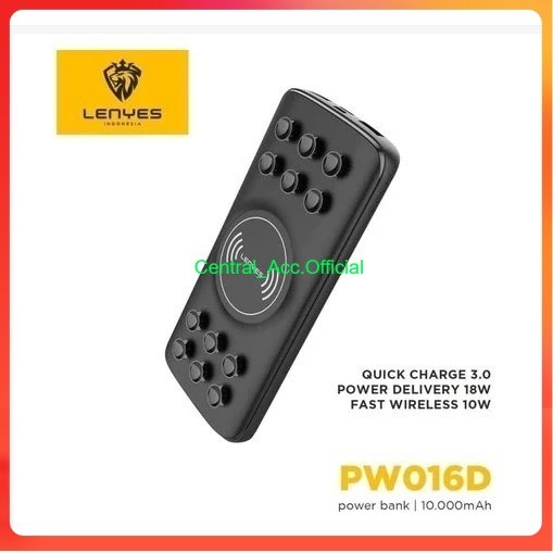 LENYES PW016D WIRELESS POWERBANK 10.000mAh FAST CHARGING QC 3.0 + PD