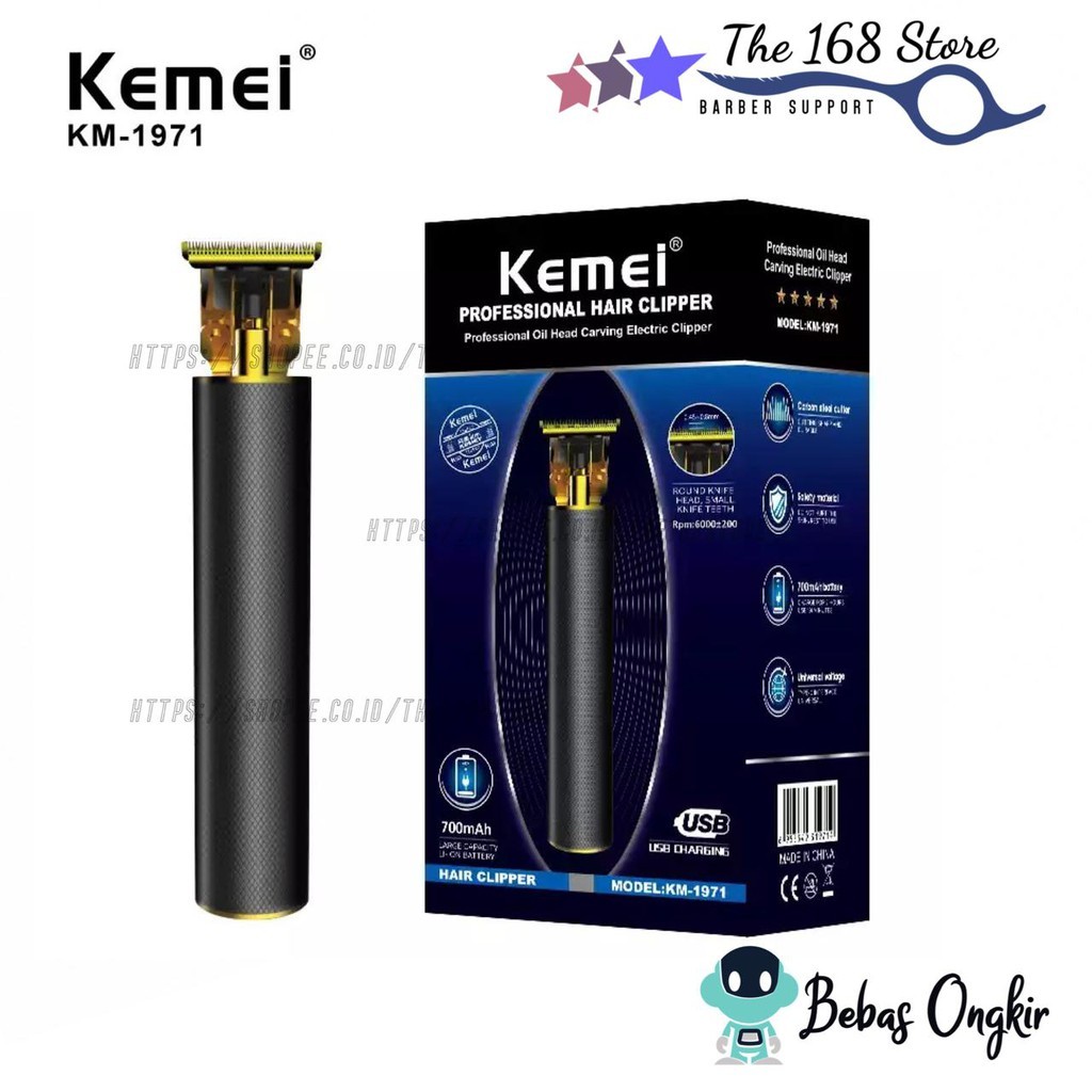 Kemei Hair Clipper 1971 Pro Cordless Trimmer Alat Cukur Rambut KM-1971