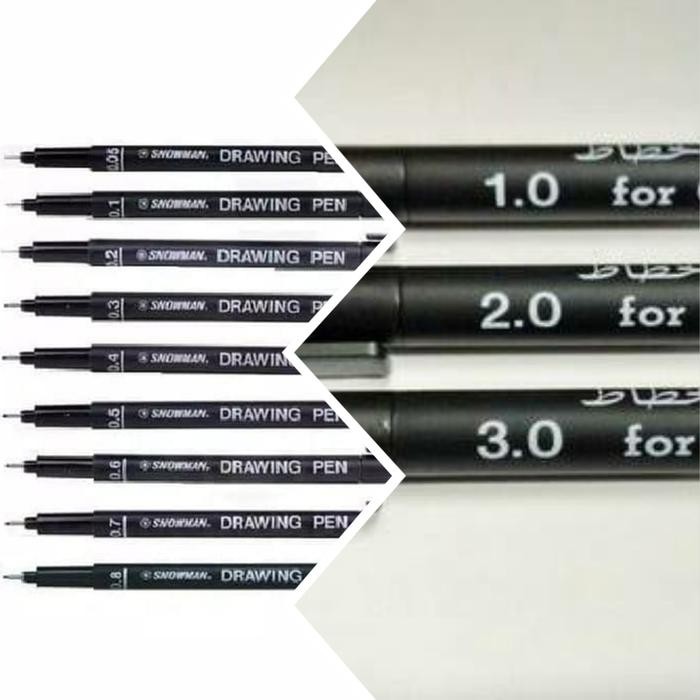 

【M-MT】FLASH SALE!!! SET 9 UKURAN SNOWMAN DRAWING PEN TECHNICAL SKETCHING PRO GAMBAR TEKNIK - 9 draw 3 calli