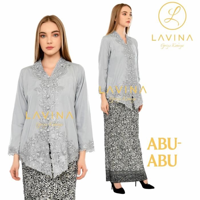 SET KEBAYA ENCIM BORDIR KARTINI LENGAN PANJANG SIZE M-XXL - SET ABU, 5L