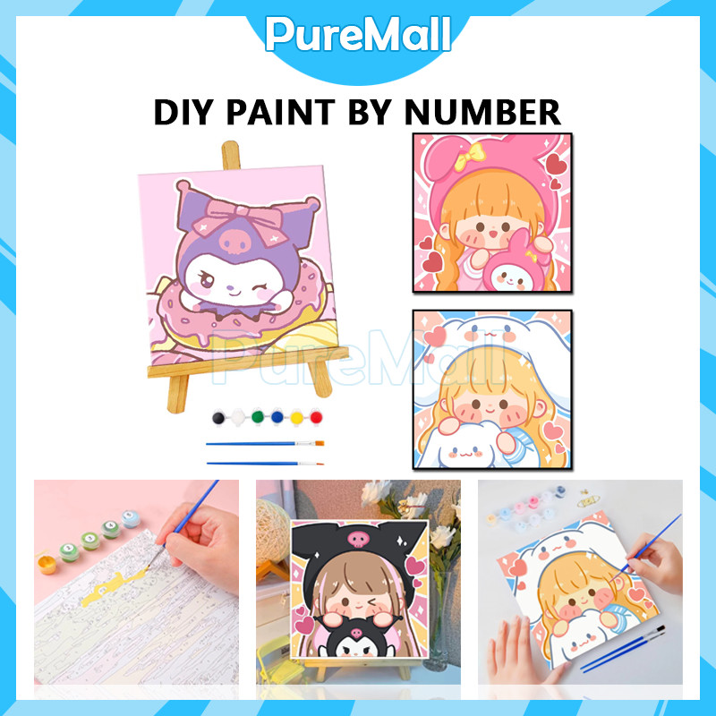 

20x20cm DIY Paint By Numbers Kit 1 Set Number Canvas Board