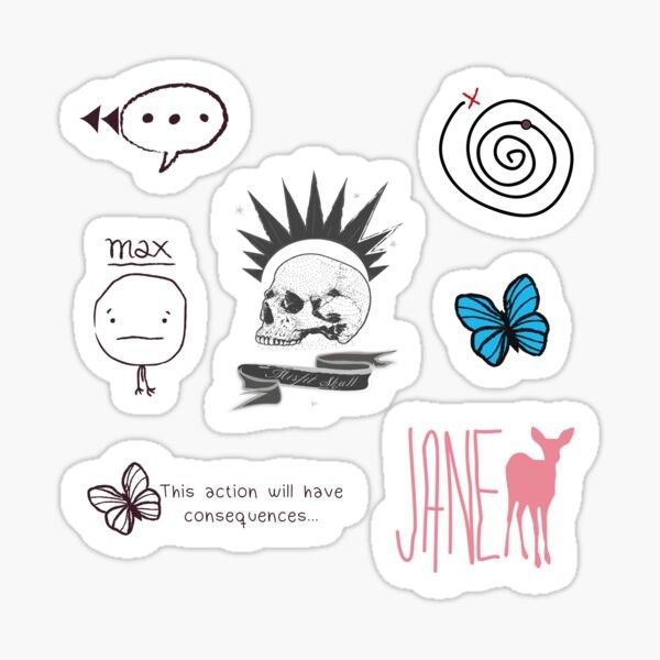 

Life Is Strange Sticker Sheet 5PCS Stickers for Water Bottles Cartoon Background Car Cute Print Anime Decorations Window Kid