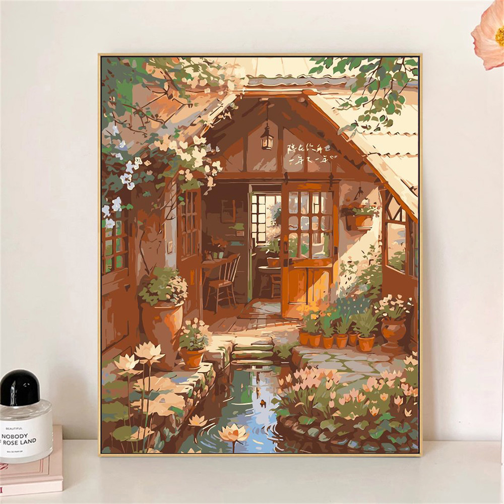 

Painting by Numbers For Adult Kit The Courtyard Is Elegant And Leisurely DIY Dropshipping Canvas Oil Paint by Number Home Decor
