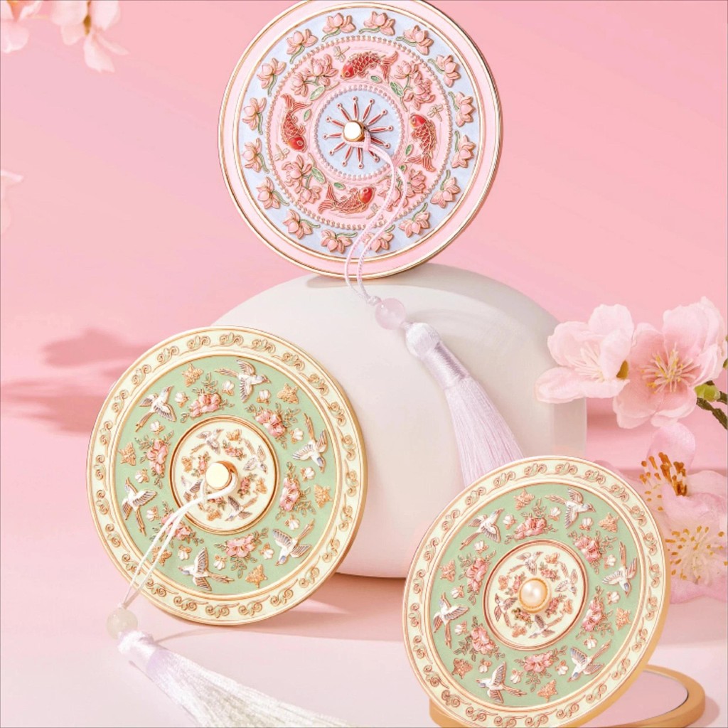 

Christmas Birthday Gift Mirror Blocks Organizer Round Chinese Retro Mirror Blocks Kawaii Girls Miroir Mural Household Products