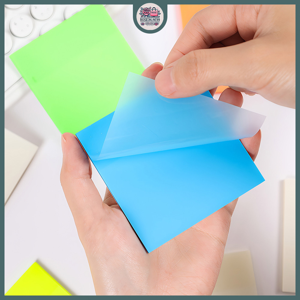 

RO 50 Lembar Sticky Notes Kertas Memo Paper Transparan Anti Air