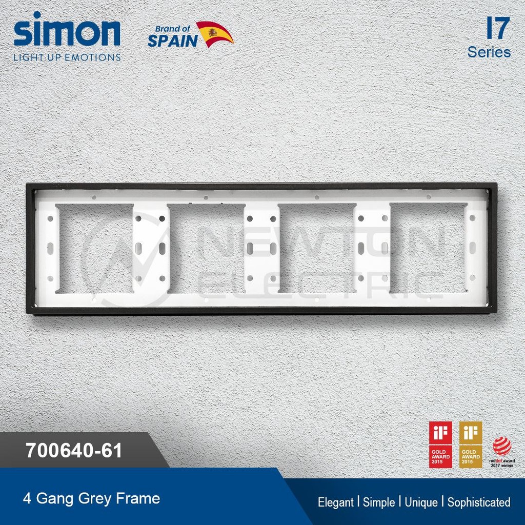 Simon i7 Grey Frame 4-Gang / Simon i7 Abu-Abu Frame 4-Gang