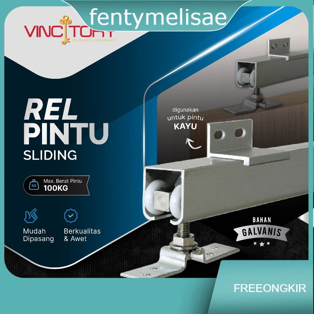 fentymelisae VINCITORY Rel pintu geser sliding  Rel Pintu Dorong  2 meter | Rel Pintu Sliding 471