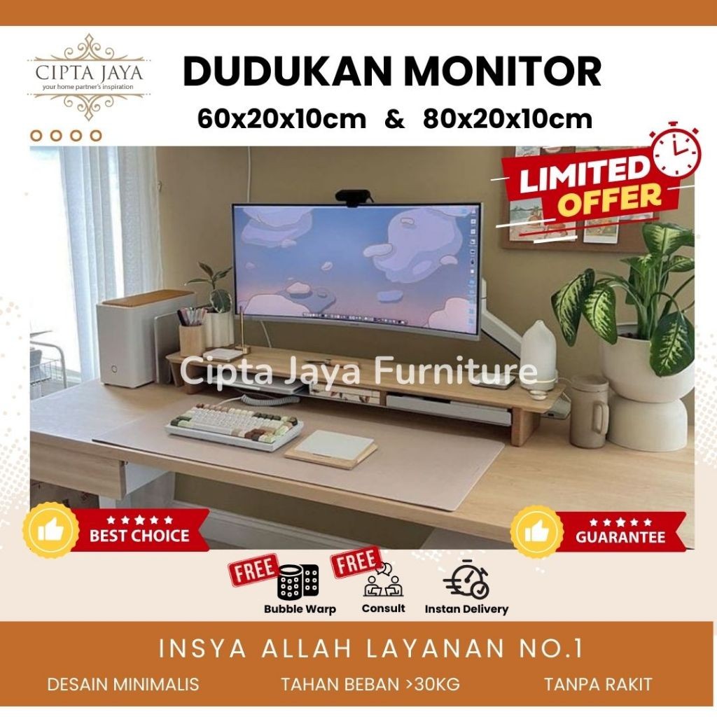 Cipta Jaya - Meja Komputer Monitor stand tatakan standing rak laptop 27 inc pc 19 inc Panjang 60 dan