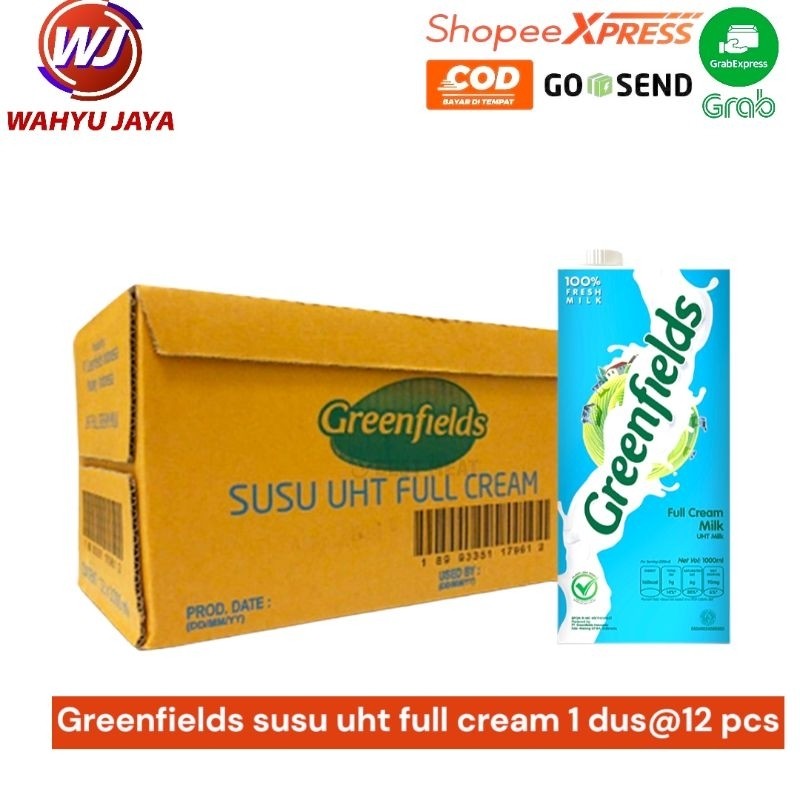 

greenfields susu uht full cream 1 dus@12 pcs