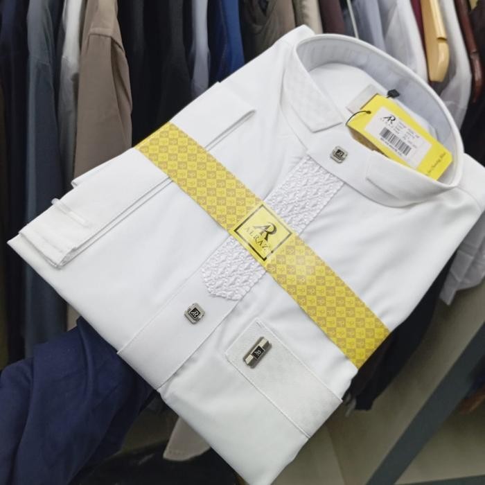 Jubah / Gamis Alraz Lengan Pendek Al Raz Putih - Putih, 54s