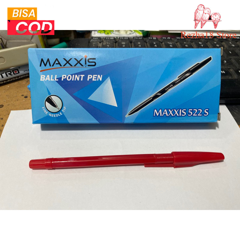 

R18 12pcs Ball Pen Pulpen Pena Maxxis 522S Ballpen Merah Hitam Bolpen