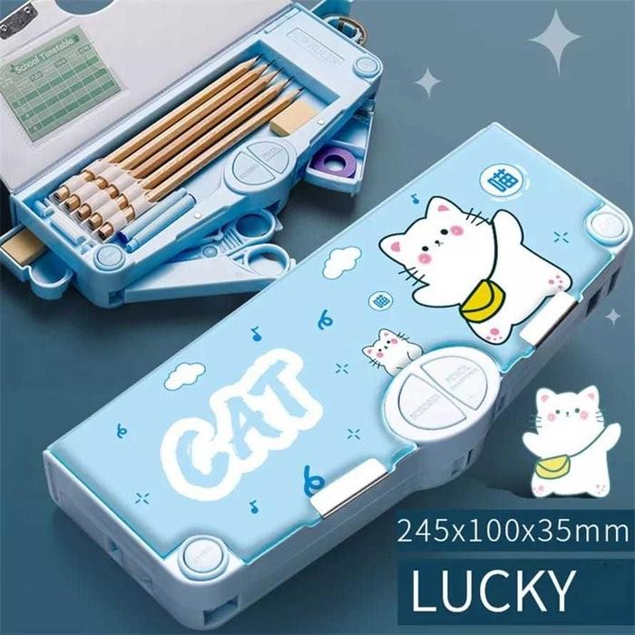 

[New Arrival] K001 Kotak Pensil Multifungsi Motif Kartun Untuk Laki Laki Perempuan - K001 Biru Cat