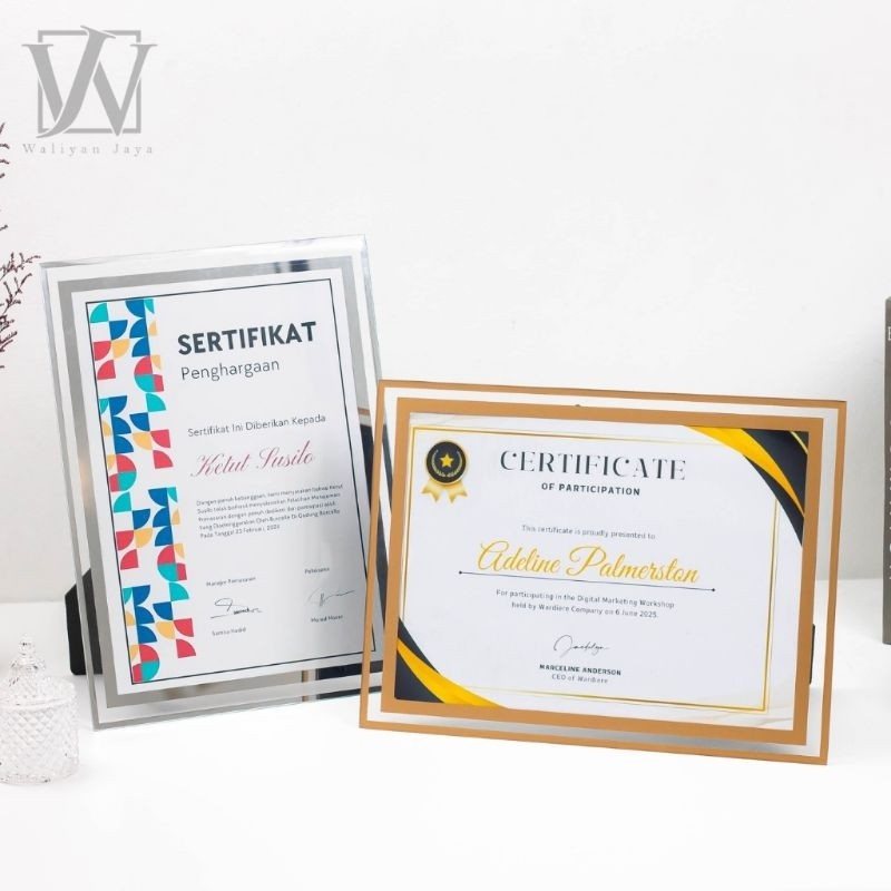 Bingkai Certificate A4 Cristal Eksklusif Transparan Acrylic