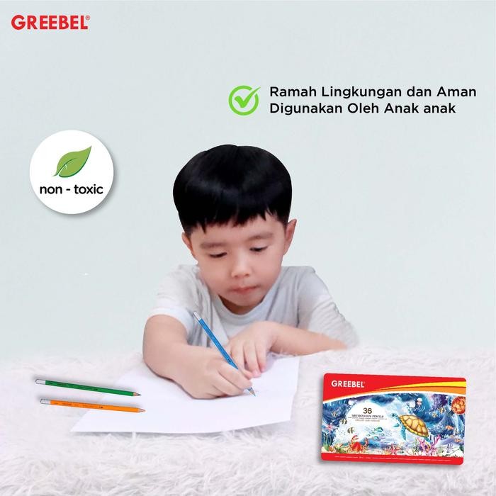 

TERLARIS! Greebel Pensil Warna (2736) 36 Warna Watercolour Tin Case / Pensil Warna Greebel / Coloring Pencil Warna Aman untuk Anak Mewarnai - 36 warna