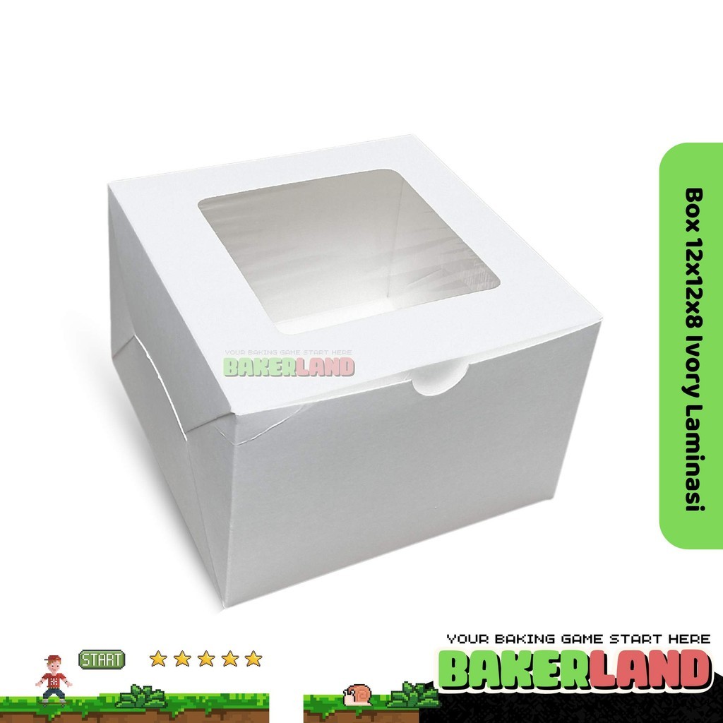 Box 12x12x8 Ivory / Box Snack / Dus Mini Cake / Dus Korean Cake / Dus Chiffon /  Box Pancake