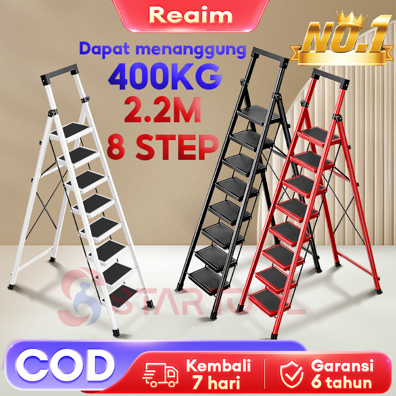 NEJADD ALFA Tangga Lipat Aluminium 3-6 Step PSR2 - Tangga Rumah Anti Slip - Tinggi Adjustable - Kuat